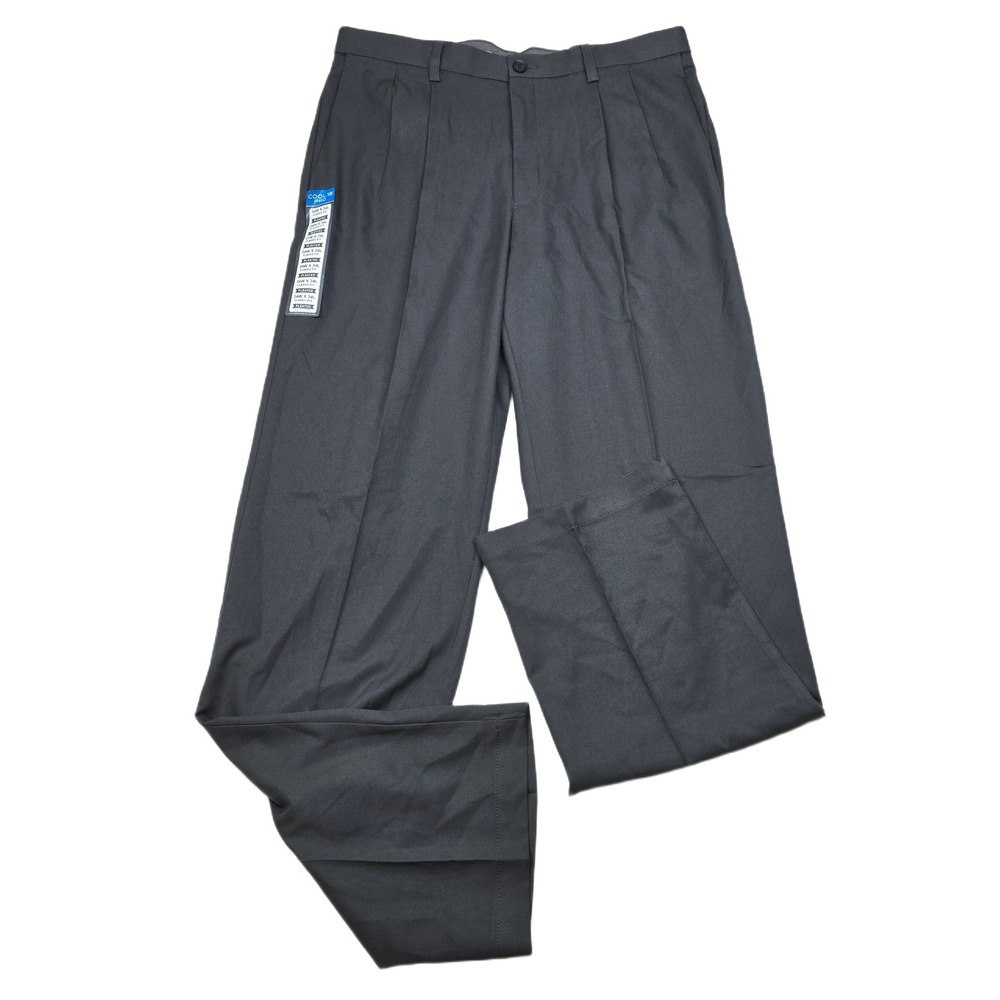 Haggar Cool 18 Pro Dress‎ Pants 34x34 Gray Heather Pleated Classic Fit NEW